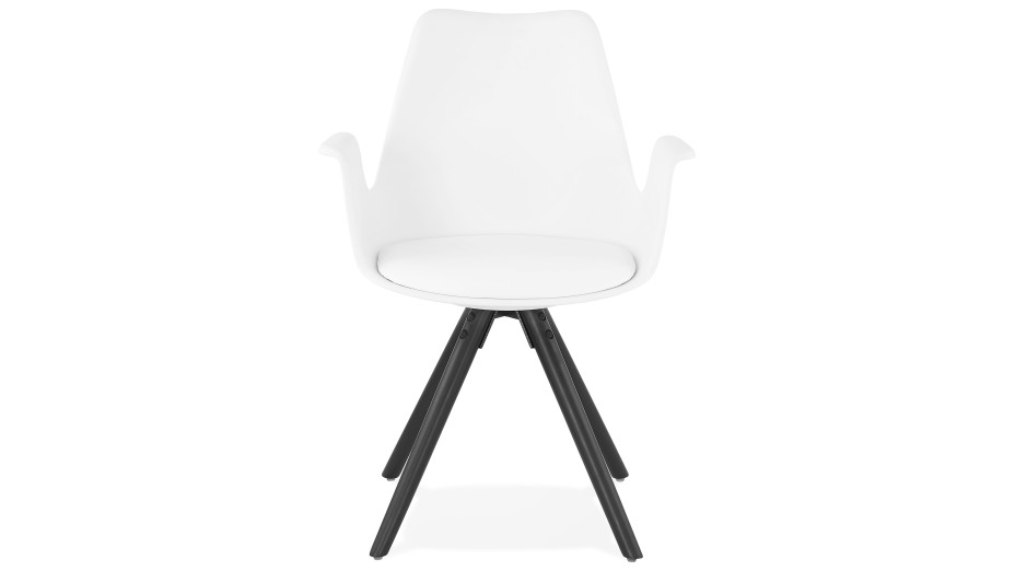 Fauteuil moderne Blanc pieds noir - LEON