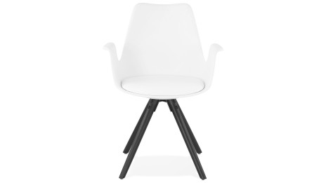Fauteuil moderne Blanc pieds noir - LEON