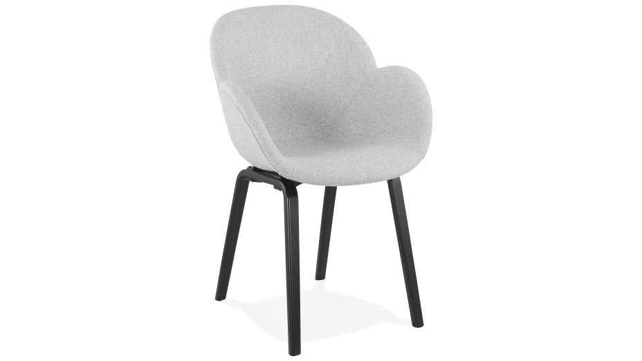 Fauteuil scandinave Tissu gris clair pied noir - TULIPA