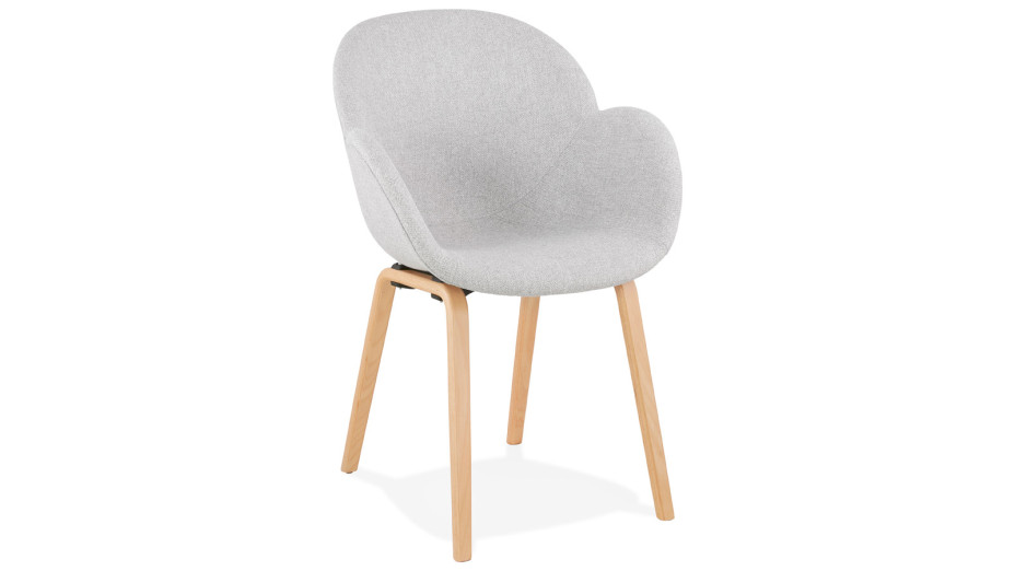 Fauteuil scandinave Tissu gris clair pied bois - TULIPA