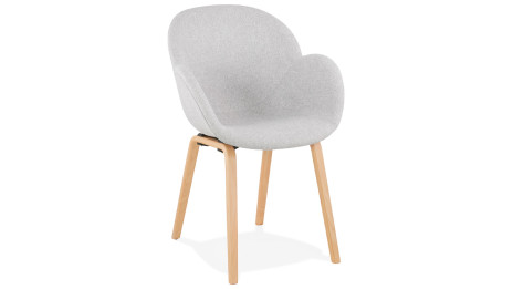 Fauteuil scandinave Tissu gris clair pied bois - TULIPA