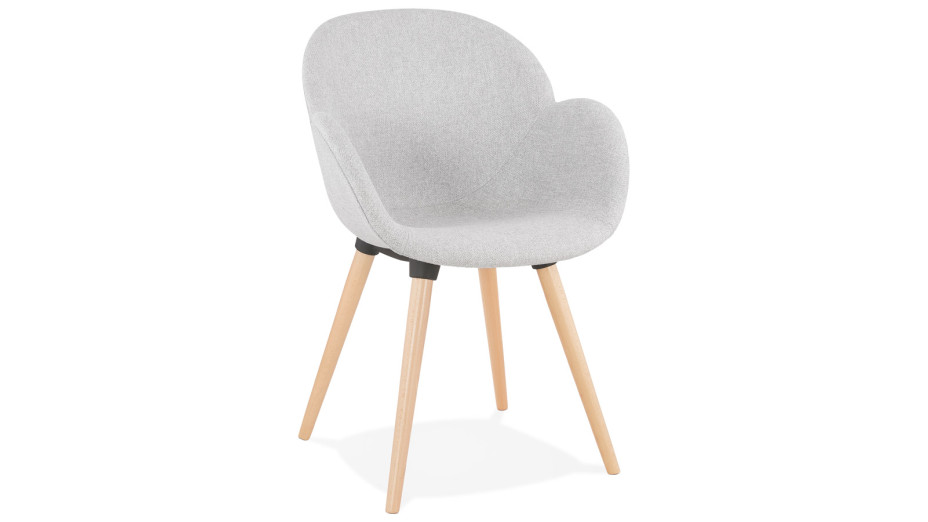 Fauteuil scandinave Tissu gris clair pied bois - TULIP