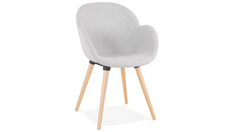 Fauteuil scandinave Tissu gris clair pied bois - TULIP