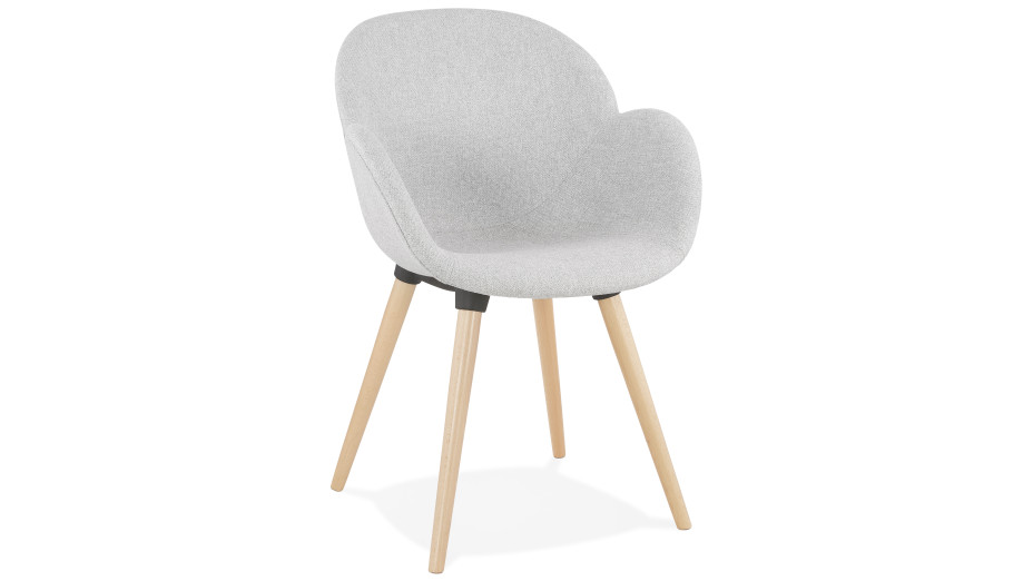 Fauteuil scandinave Tissu gris clair pied bois - TULIP
