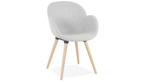 Fauteuil scandinave Tissu gris clair pied bois - TULIP