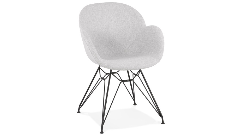 Fauteuil scandinave Tissu gris clair pied bois - TULIP