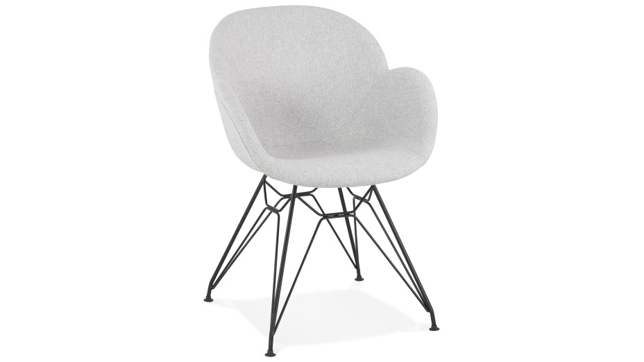 Fauteuil scandinave Tissu gris clair pied bois - TULIP