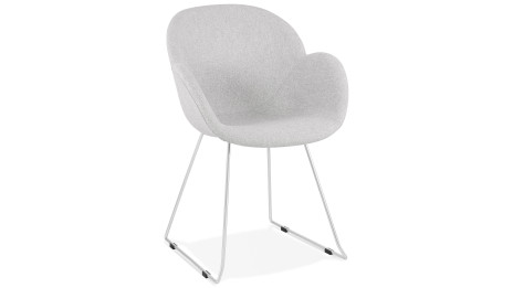Fauteuil scandinave tissu gris clair pied chromé - TULIPO