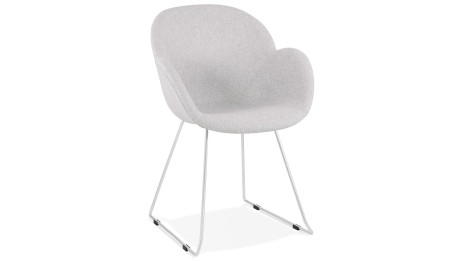 Fauteuil scandinave tissu gris clair pied chromé - TULIPO