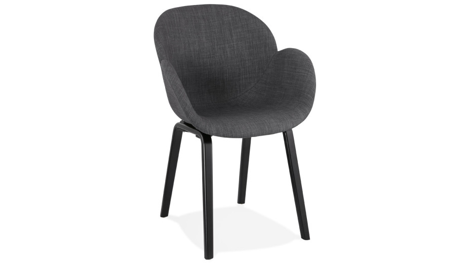 Fauteuil scandinave Tissu gris pied noir - TULIPA