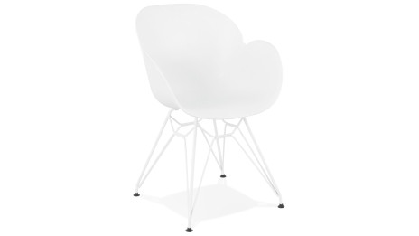 Fauteuil scandinave blanc pied métal blanc - CANA