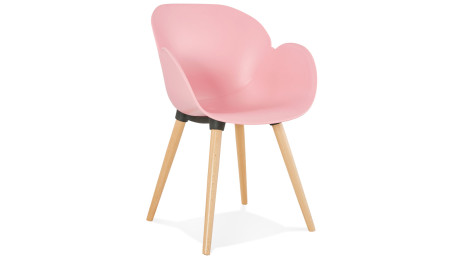 Fauteuil scandinave rose pied bois - TULIP