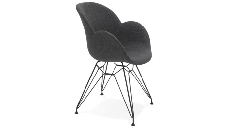 Fauteuil scandinave Tissu Gris pied métal noir - CANA
