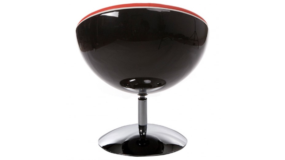 Ball - Fauteuil pivotant boule noire en simili cuir rouge