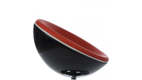 Ball - Fauteuil pivotant boule noire en simili cuir rouge