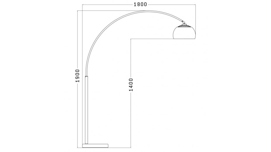 Kaw XL- Lampdaire chrome arc 190 cm