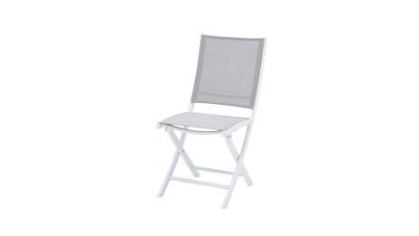 Chaise pliante Textilène Blanc/Gris Clair - TULUM WHITESTAR