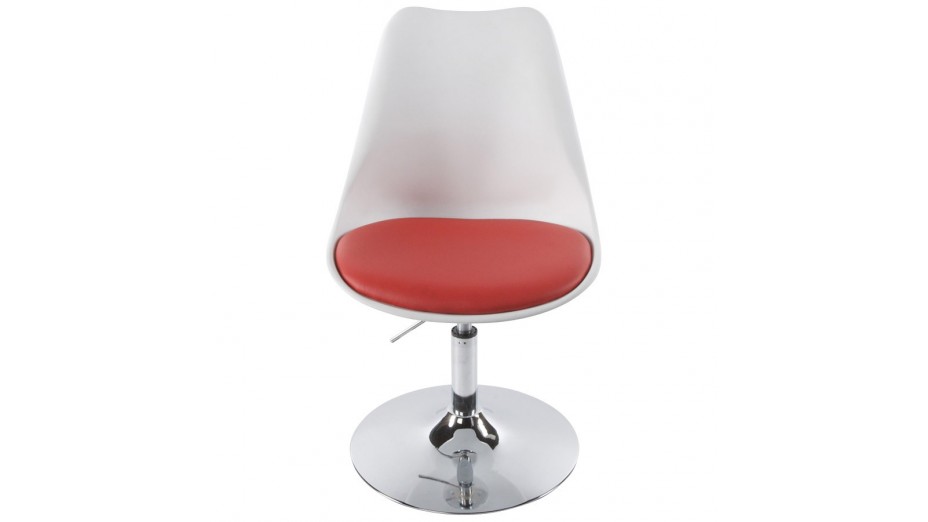 LYS- Chaise moderne pivotante blanche et rouge