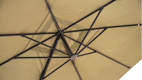 Parasol déporté 2,5 x 2,5 sable UPF 50+ - SOL + Dalles Ciment