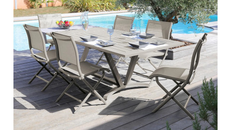 Table de jardin extensible 180/240 x 107 aluminium taupe - Deli