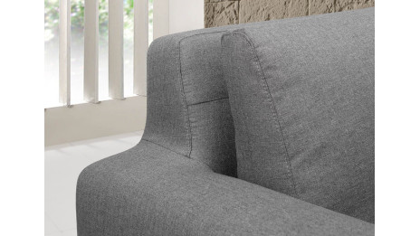 Canapé en angle tissu gris avec finition bois - SUN
