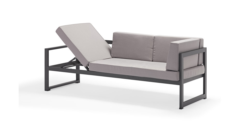 Salon de jardin 5 places Aluminium Gris - RELAX