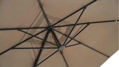 Parasol déporté 3 x 3 taupe UPF 50+ - ZUN + Dalles monobloc