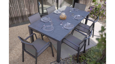 Ensemble Table de jardin extensible - CASSIS et 6 fauteuils