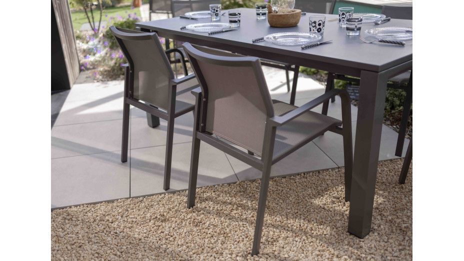 Ensemble Table de jardin extensible - CASSIS et 6 fauteuils