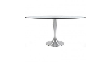 Stil - Table ovale en verre trempé transparent - pied aluminium