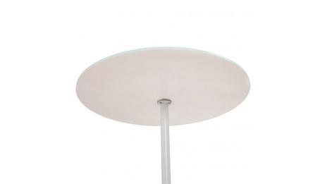 Alofi - Table ronde blanche plateau verre