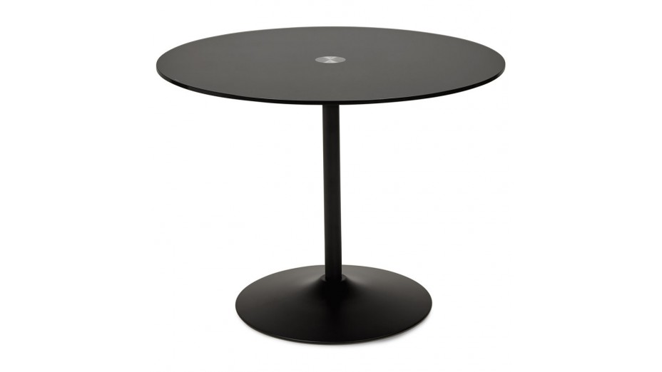 Alofi - Table ronde noir plateau verre