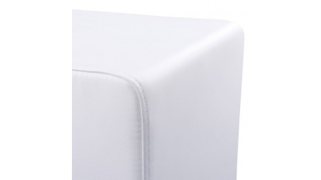 Como - Tabouret/Pouf carré en simili cuir blanc