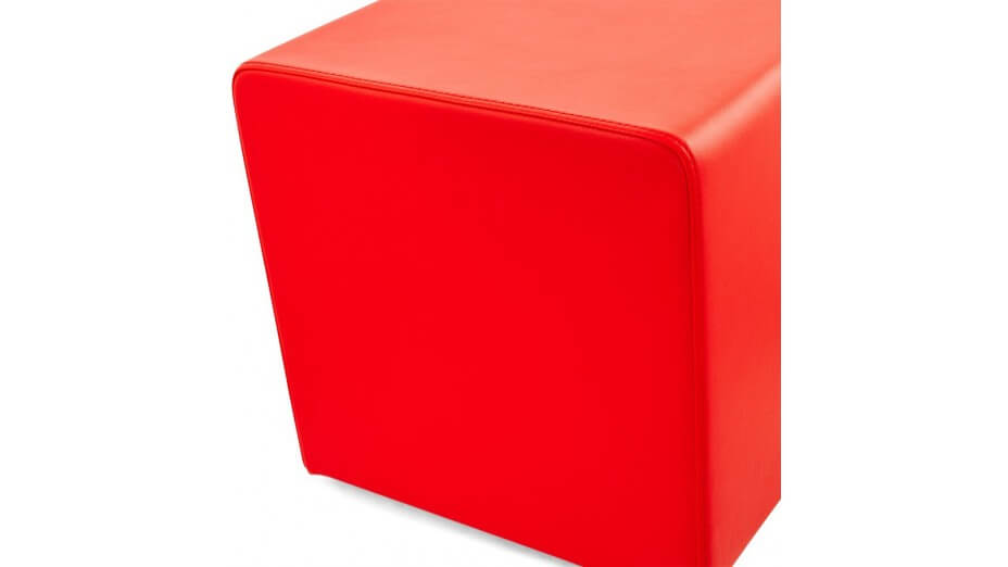 Como - Tabouret/Pouf carré en simili cuir Rouge