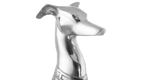 DOG - Statue chien assis aluminium