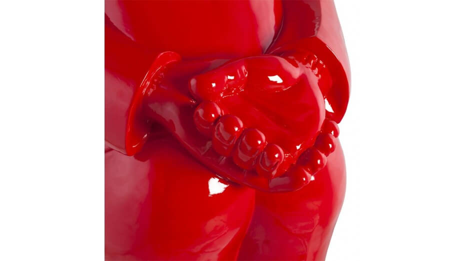 Statue Résine Vahiné XS Rouge Jaune Taille 21x16 cm