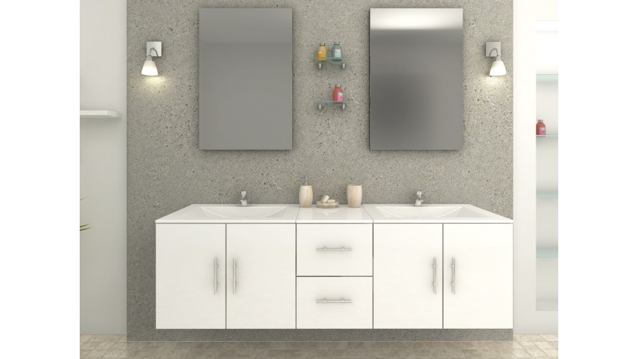 Tiana Blanc - Meuble de salle de bain double vasque blanc
