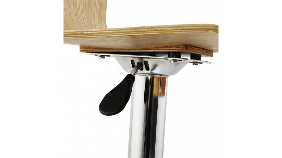 Teo - Tabouret de bar réglable moderne assise bois naturel