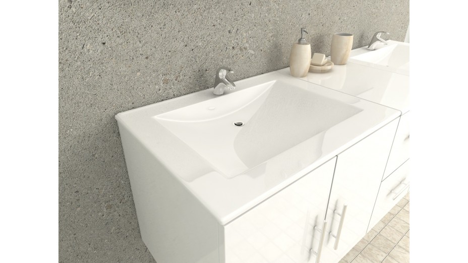 Tiana Blanc - Meuble de salle de bain double vasque blanc