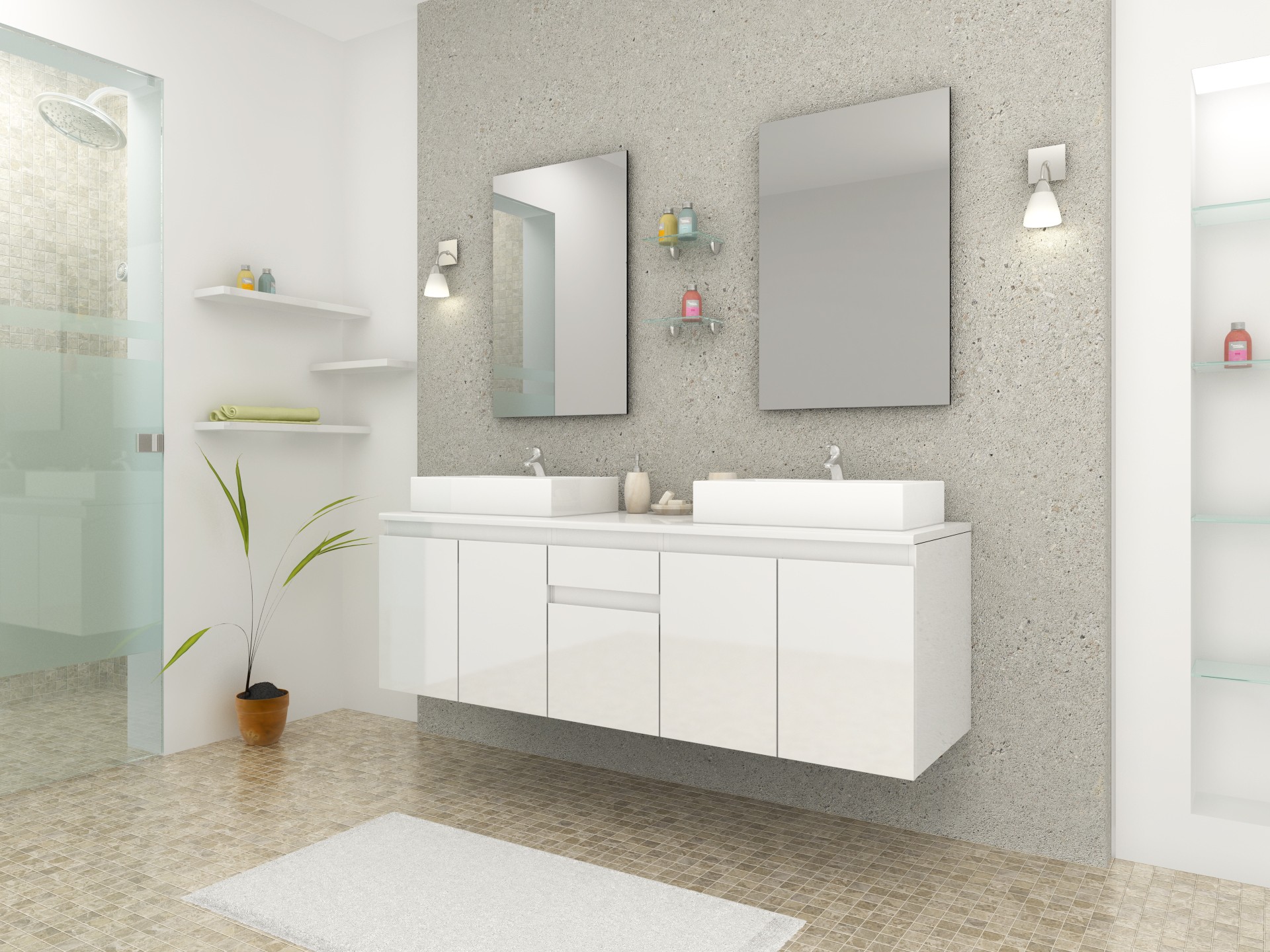 Ensemble double vasque design pour équiper votre salle de bain.