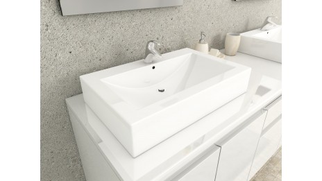 Cina Blanc - Meuble de salle de bain blanc brillant