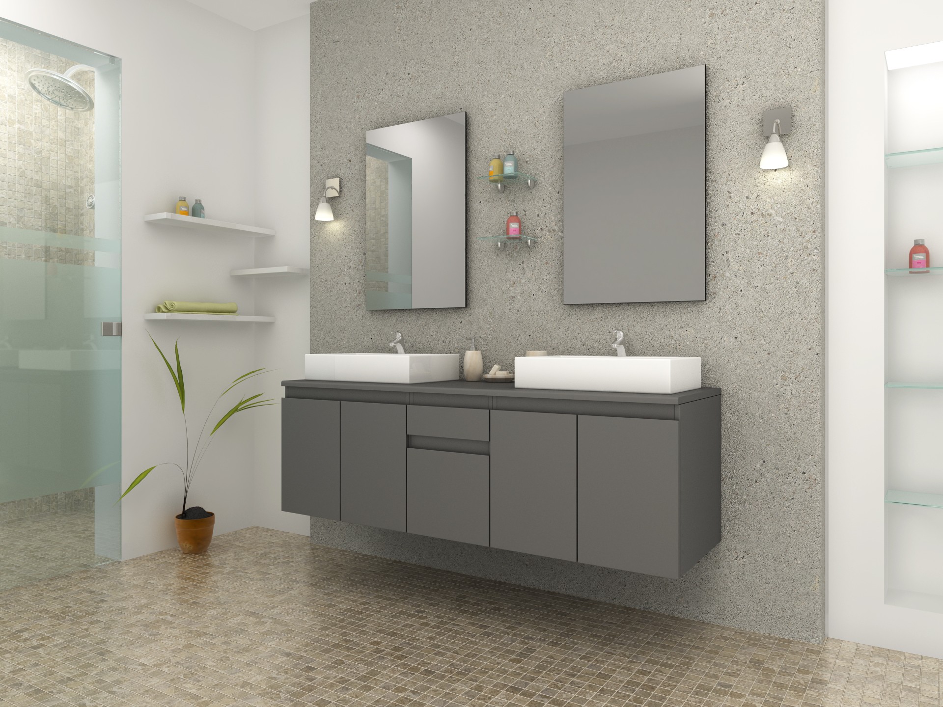 Ensemble meubles de salle de bain complet - Gris - 80 cm - Cintra Grey