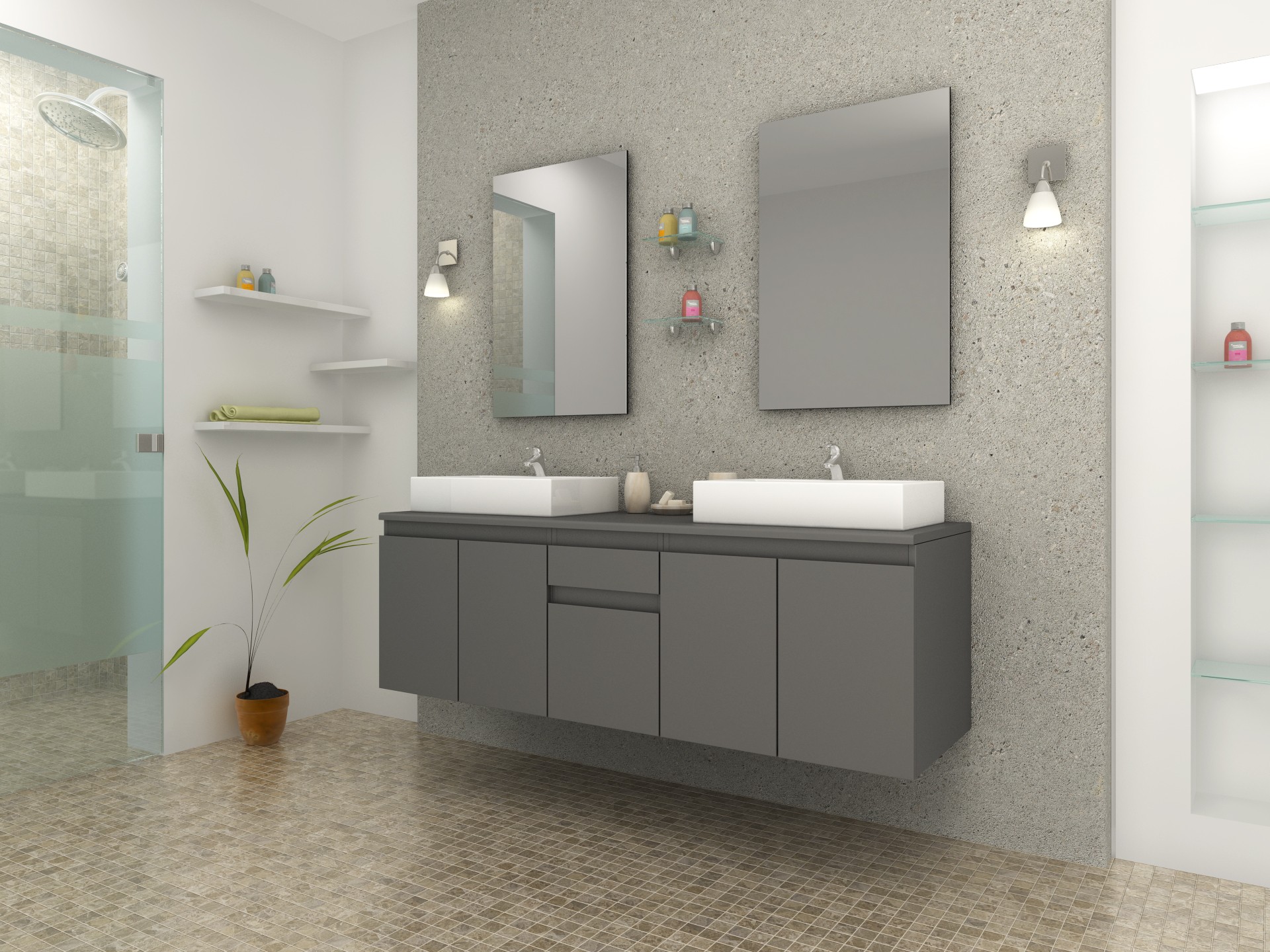 Ensemble double vasque design pour équiper votre salle de bain.